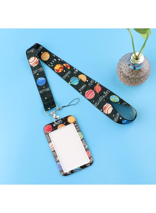 jaexest Universal Badge & Key Holder Lanyard with Galaxy Design | Adjustable Neck Strap for ID Cards, Keys & School Tags, Black - Image 4